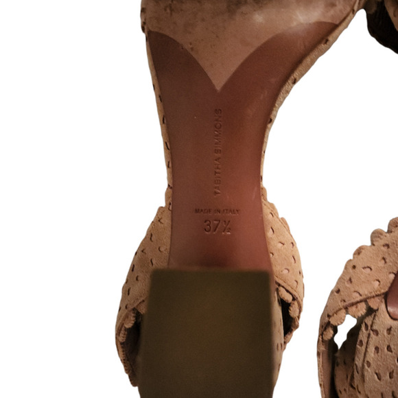 Tabitha Simmons Leticia Scalloped Eyelet Strappy Suede Block Heel Sandals 7 - Picture 10 of 12